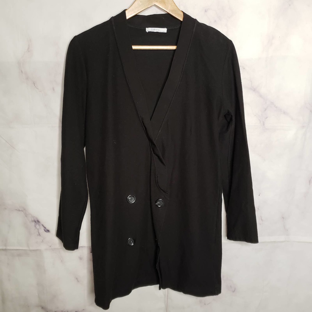 Zara Basic Black Button Down Cardigan Sweater S - image 1